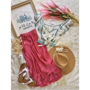 NWT XS/S Free People Annabelle Floral Embroidered Western Milkmaid Crop Top